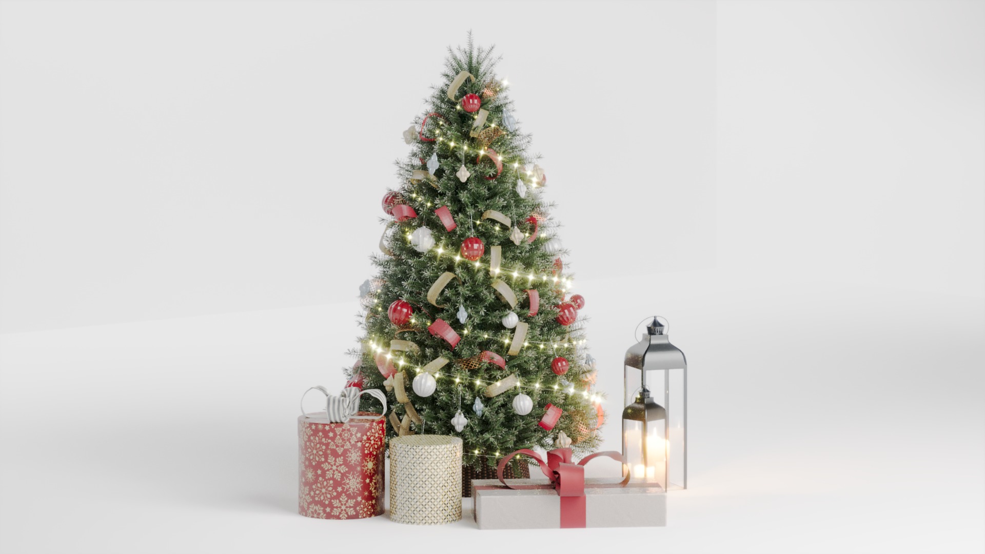 Realistic Christmas Tree with Decorations 3D Model 3D model_3