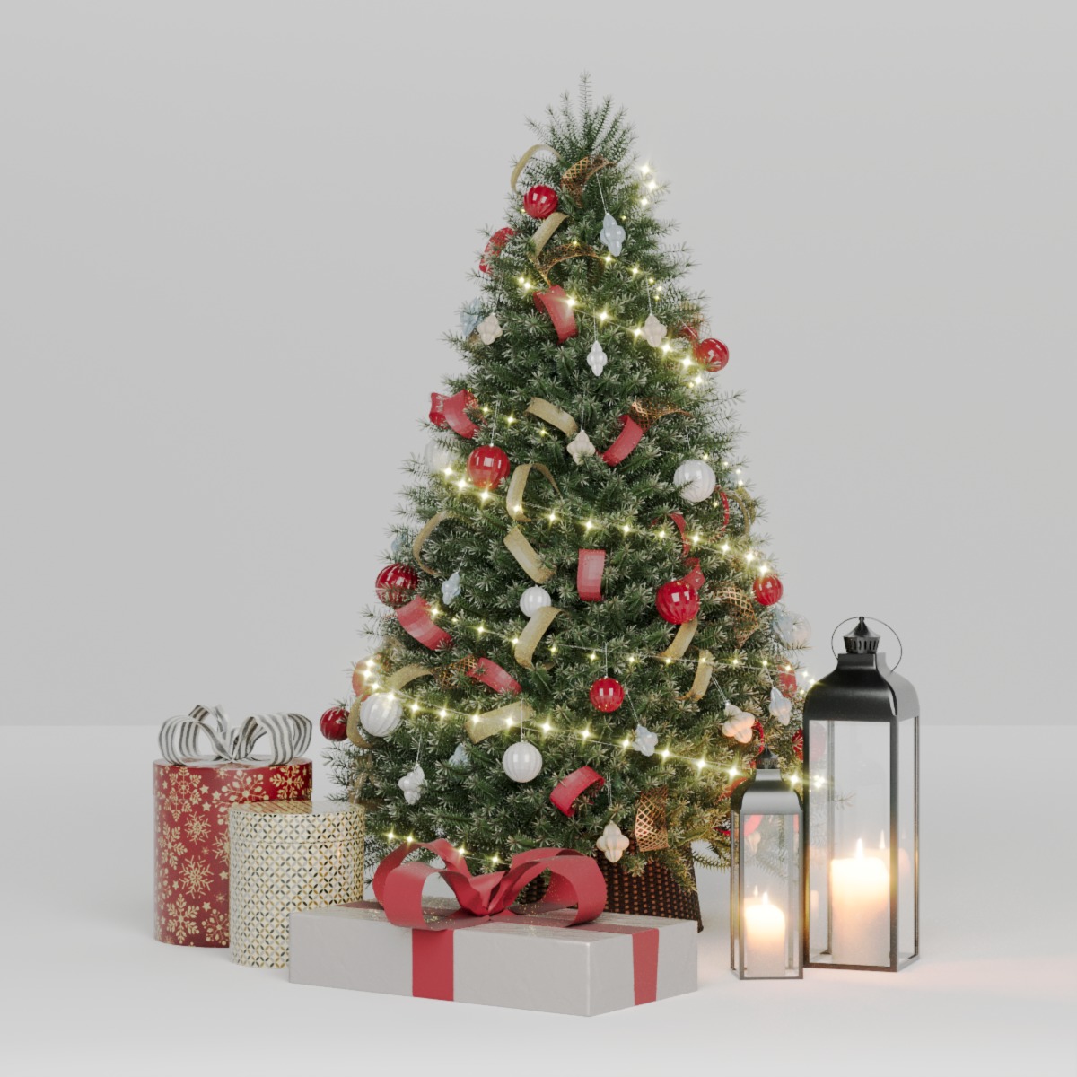 Realistic Christmas Tree with Decorations 3D Model 3D model_1