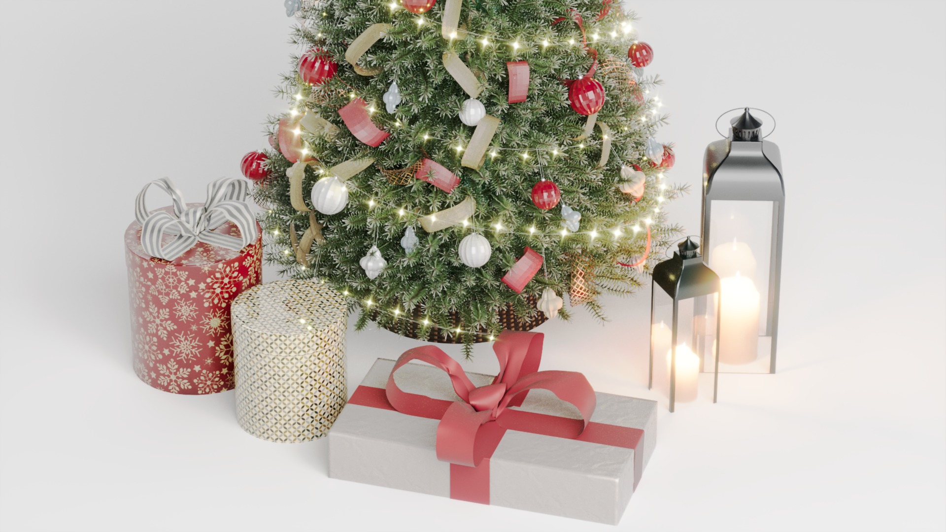 Realistic Christmas Tree with Decorations 3D Model 3D model_7