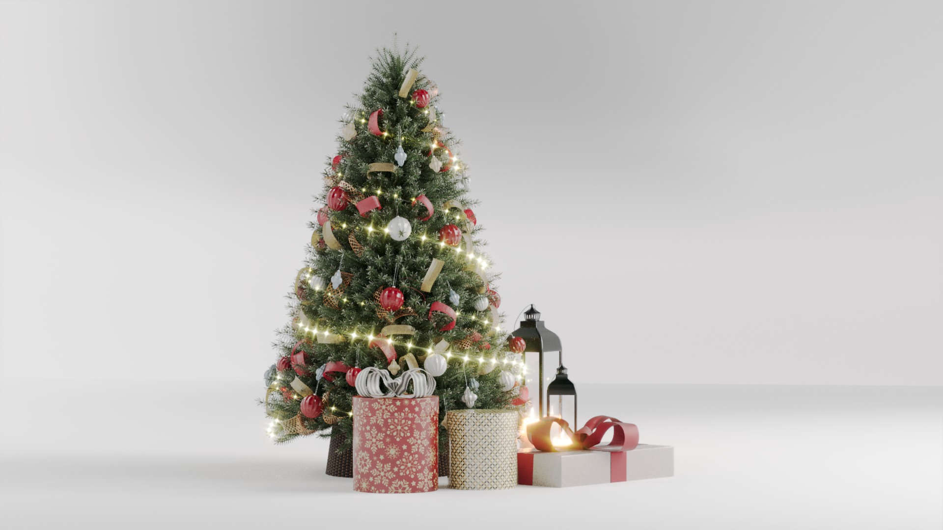 Realistic Christmas Tree with Decorations 3D Model 3D model_12