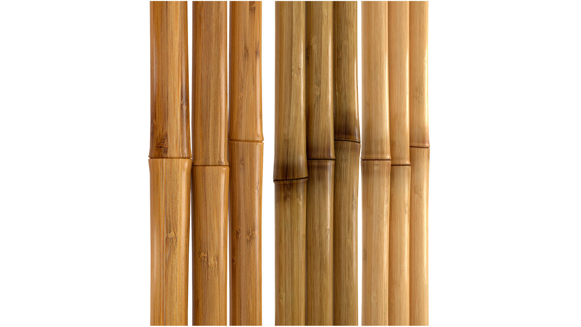 3 Realistic bamboo materials set Low-poly 3D model_5