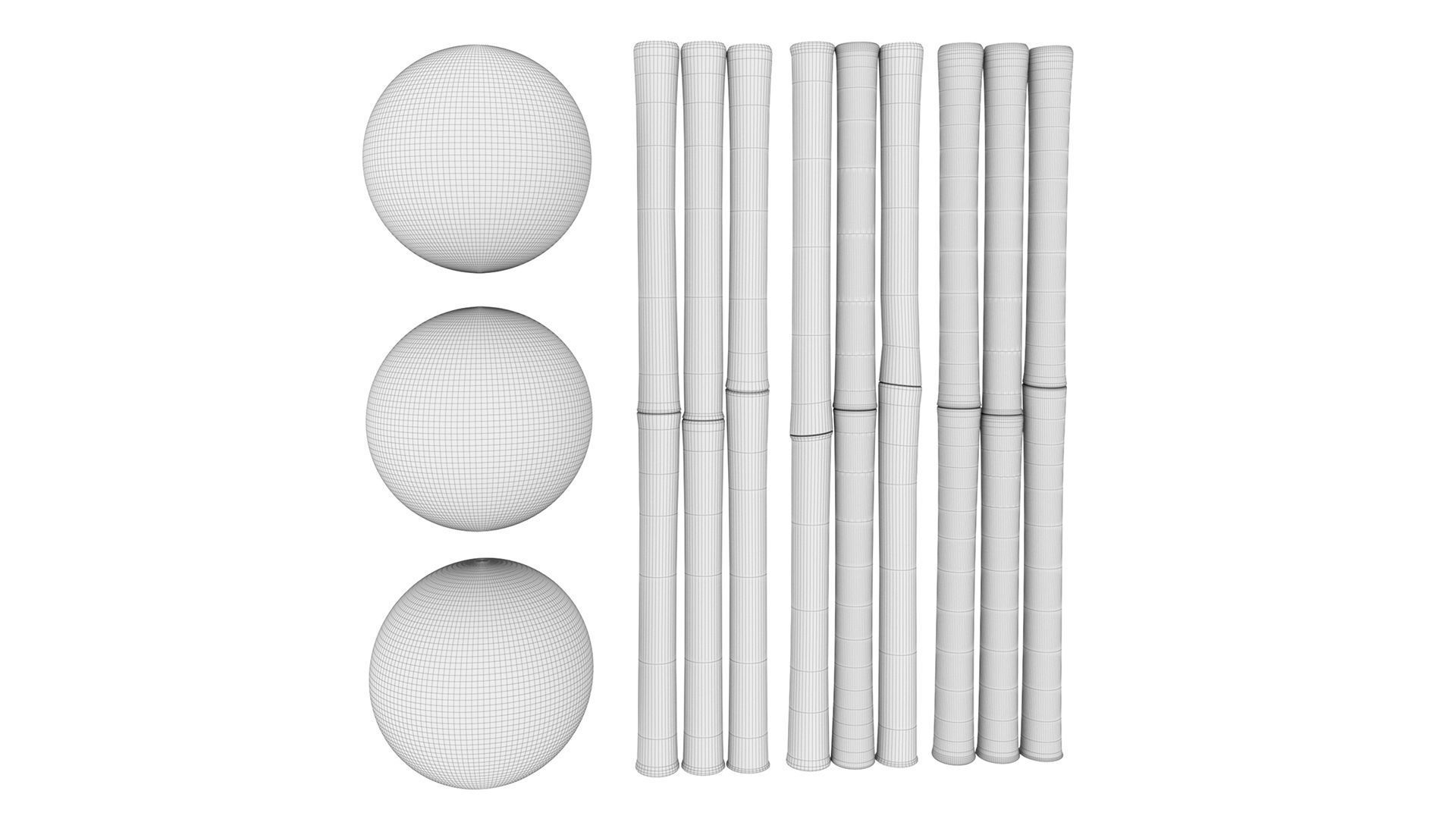 3 Realistic bamboo materials set Low-poly 3D model_8