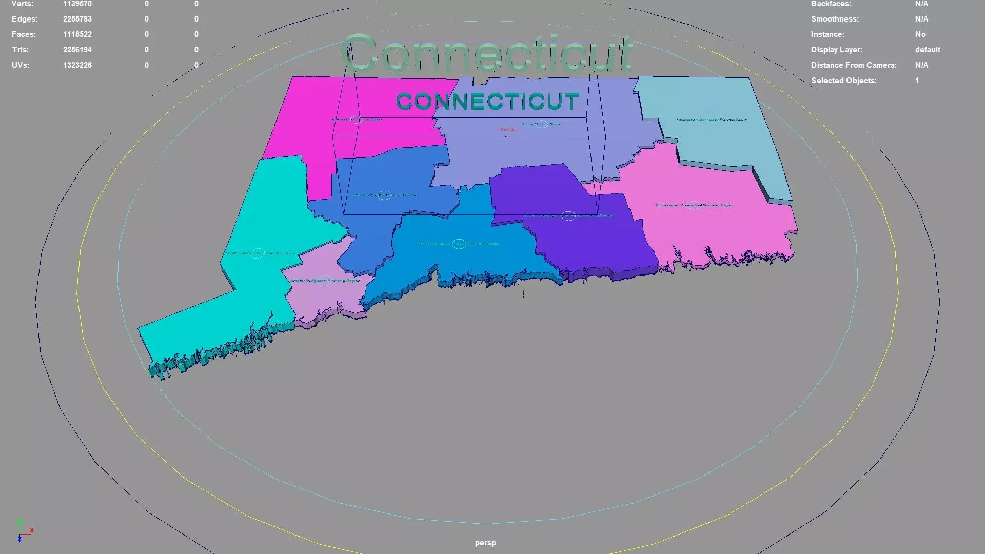 Connecticut United States USA map region 3D model geography 3D model
