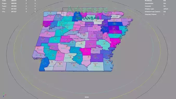 Arkansas  United States USA map region 3D model geography 3D model