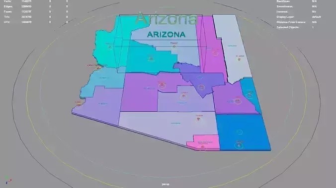 Arizona  United States USA map region 3D model geography