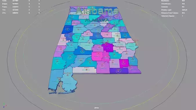Alabama  United States USA map region 3D model geography 3D model