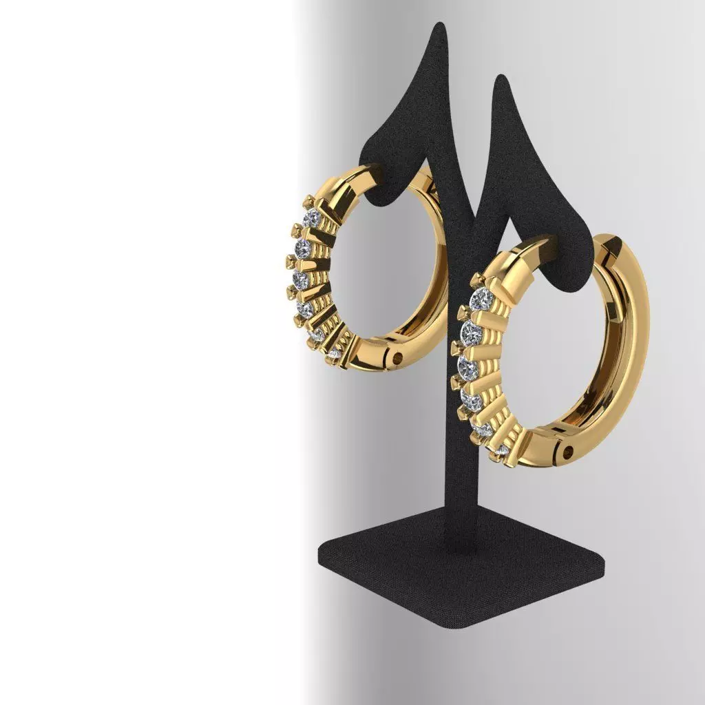Diamond Hoop Earrings 3D print model