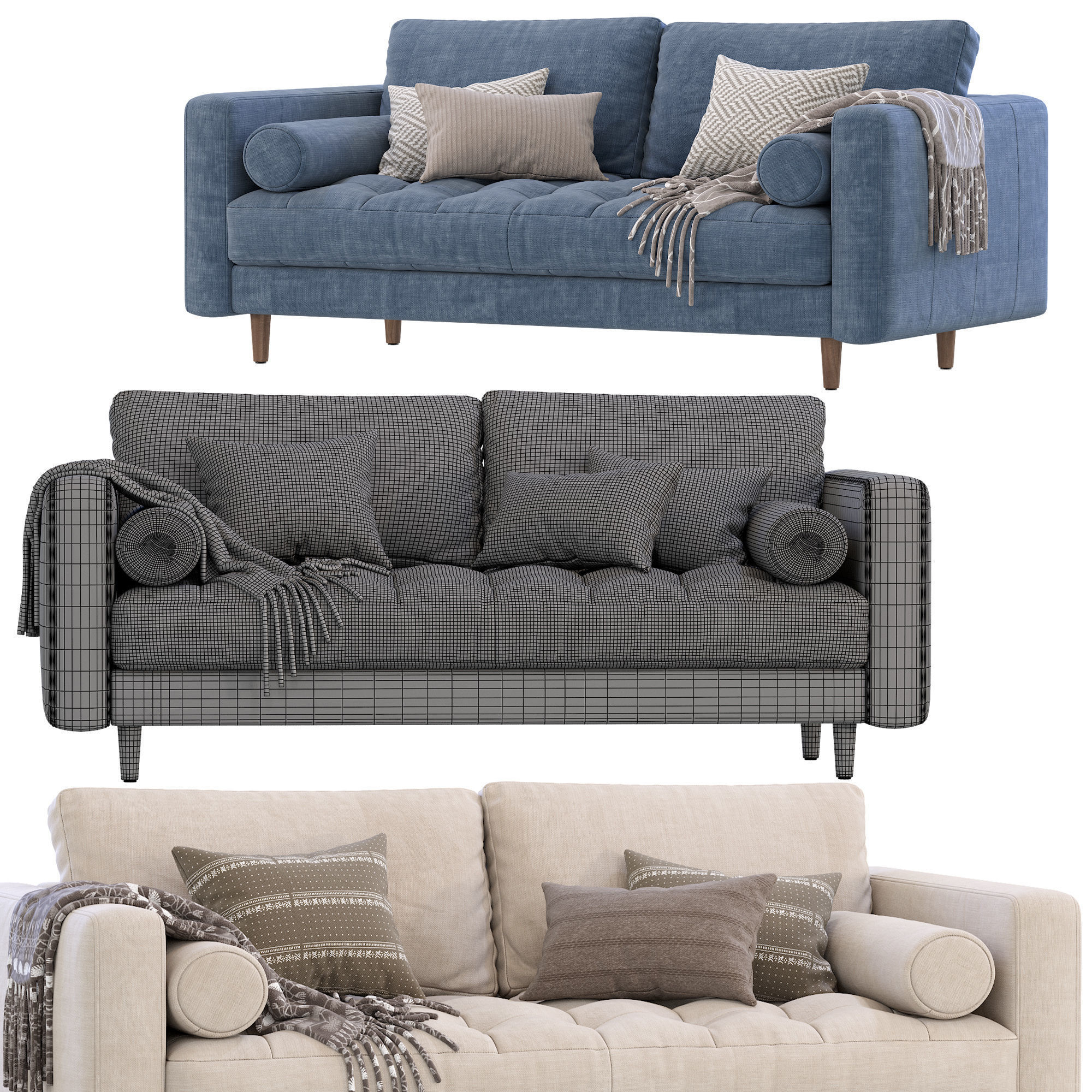 Dennes Sofa By West Elm 3D model_5