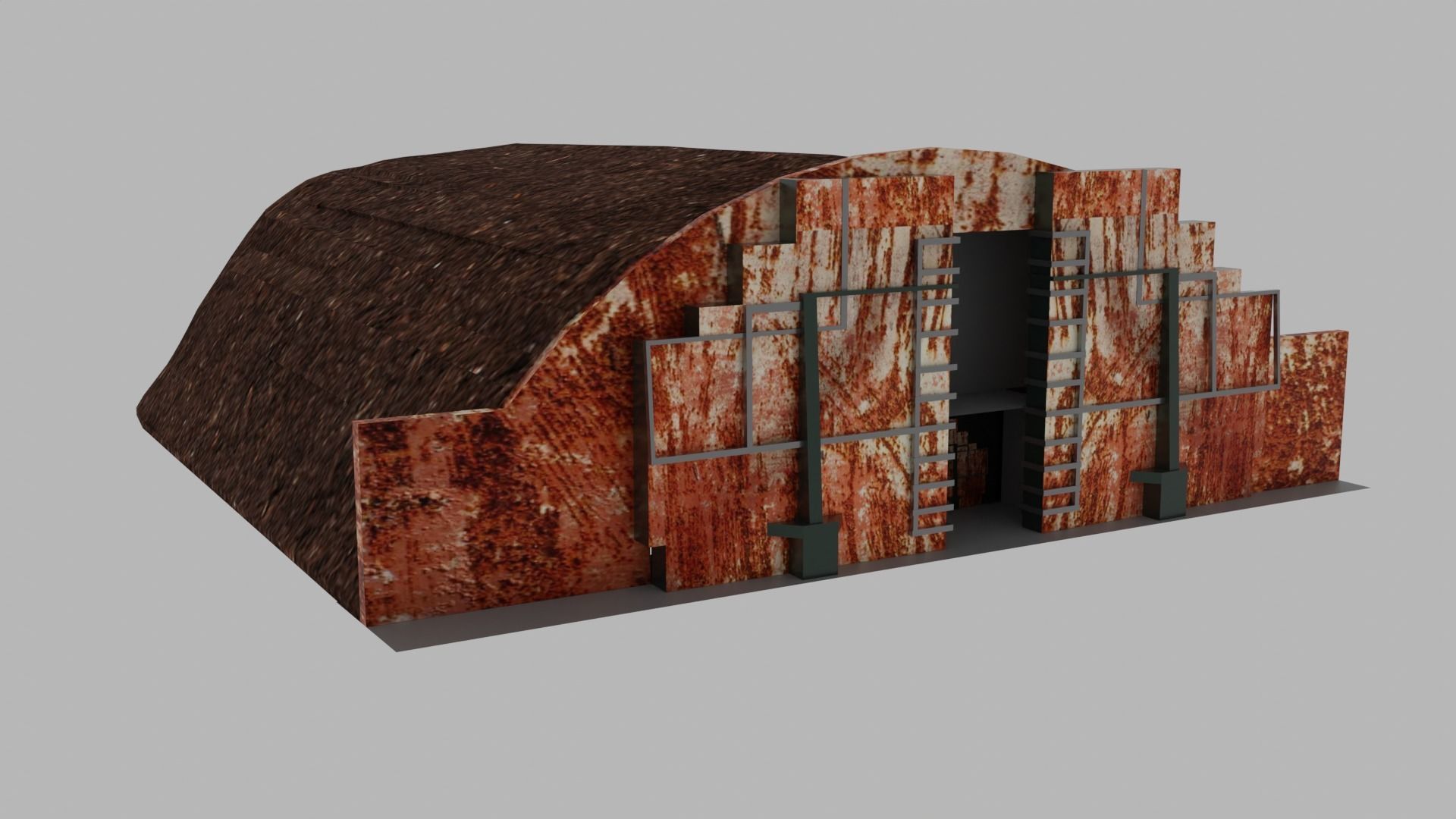 Military Bunker Low-poly 3D model_1