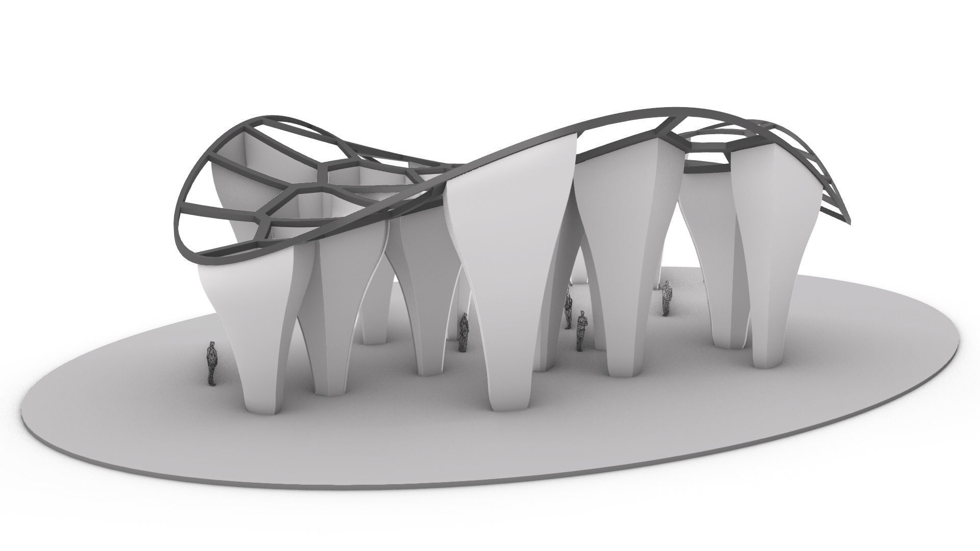 SciFi Voronoi Urban Pavilion 3D model_7