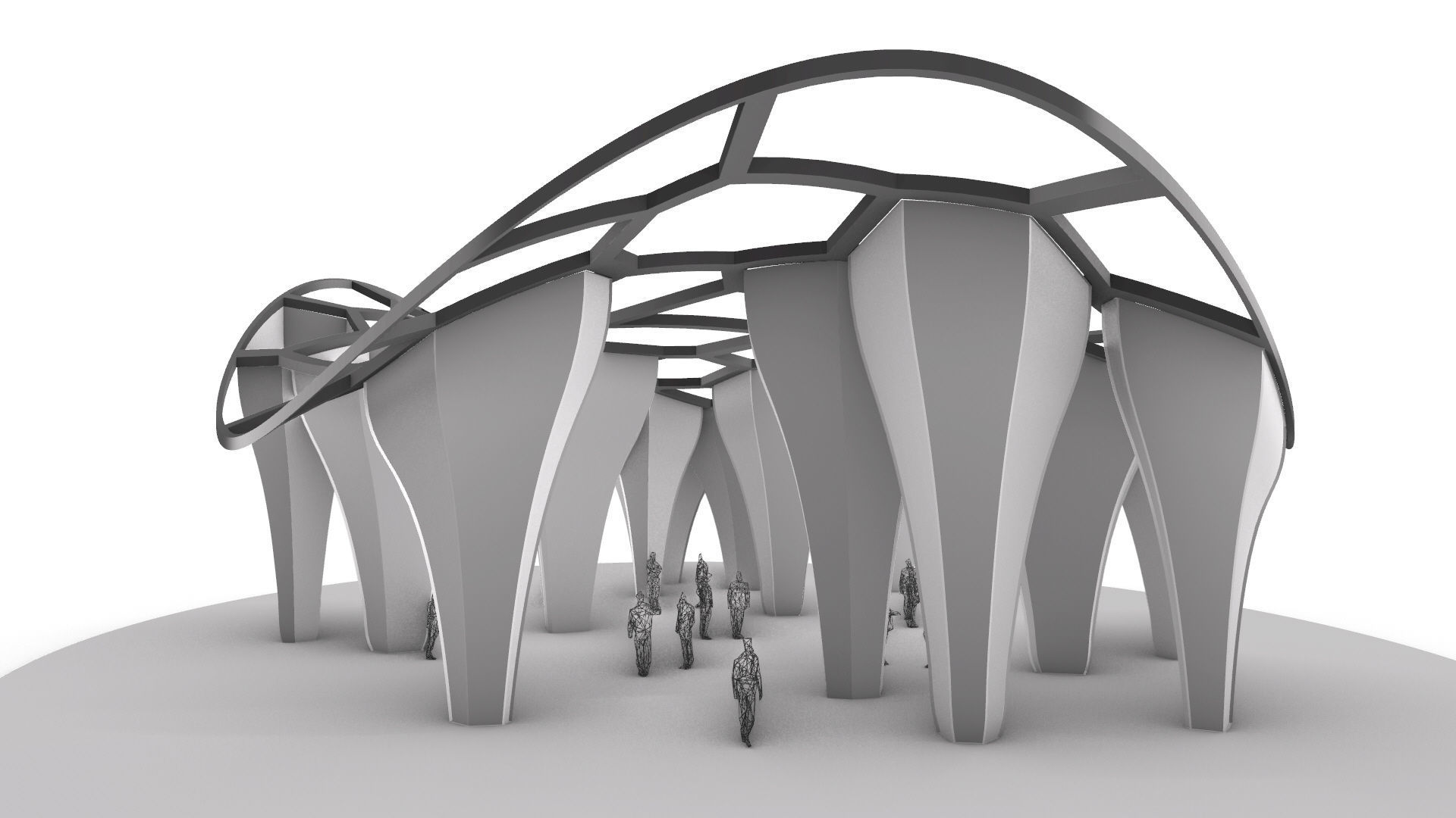 SciFi Voronoi Urban Pavilion 3D model_10