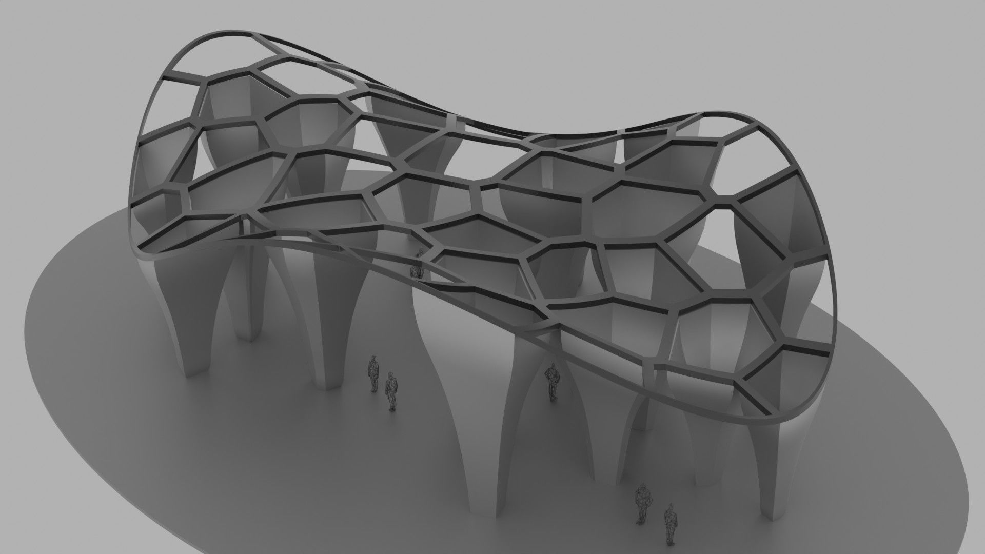 SciFi Voronoi Urban Pavilion 3D model_5