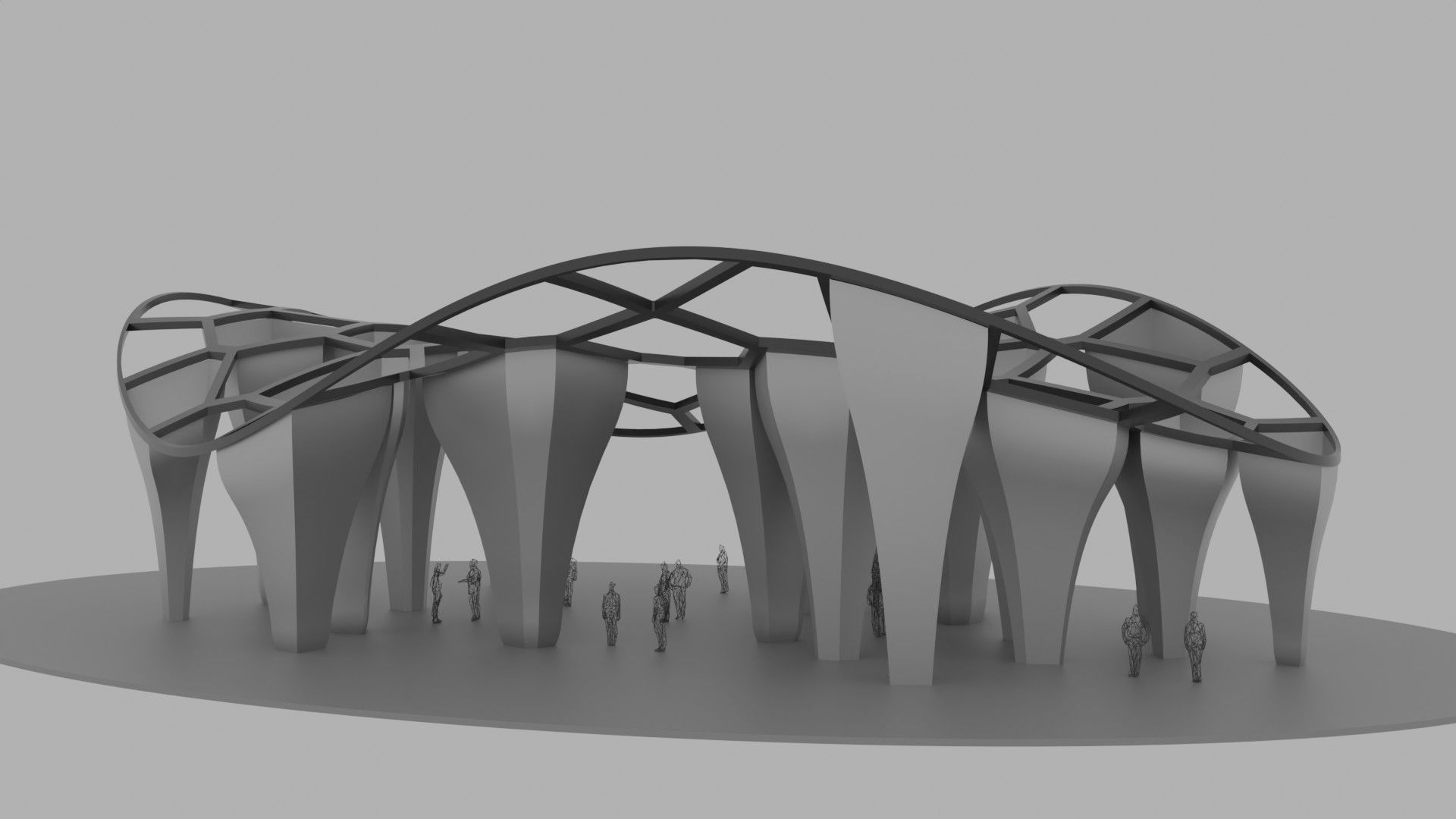 SciFi Voronoi Urban Pavilion 3D model_6