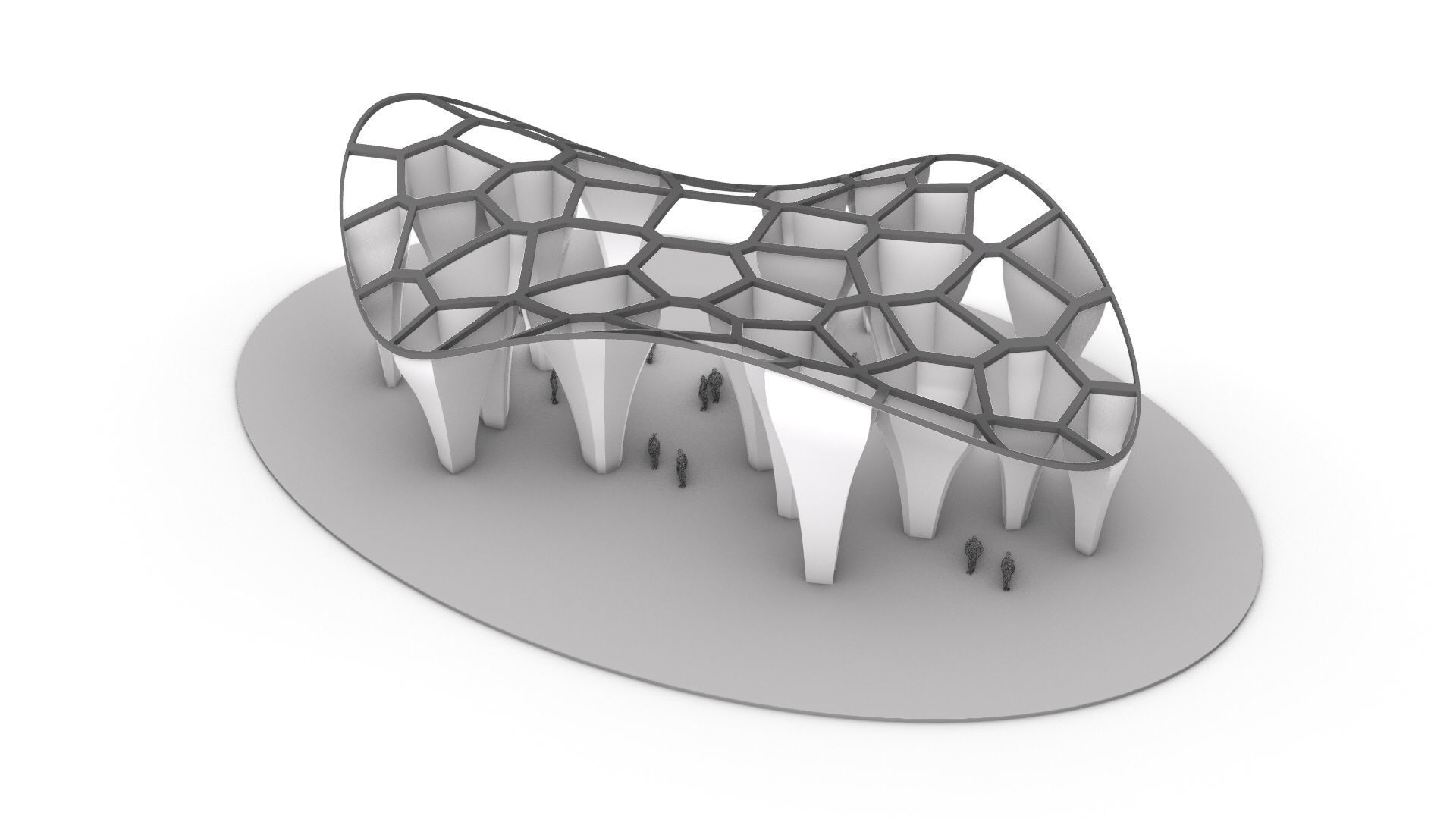 SciFi Voronoi Urban Pavilion 3D model_9