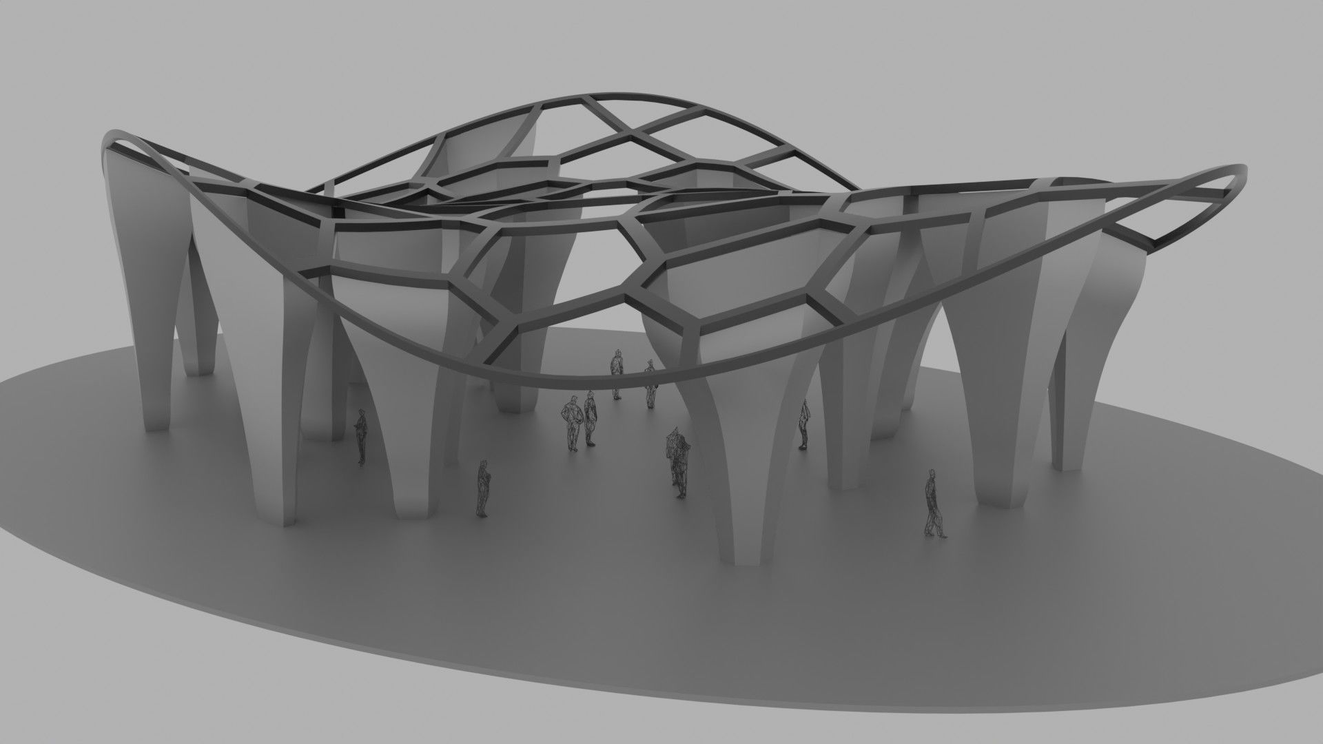 SciFi Voronoi Urban Pavilion 3D model_3