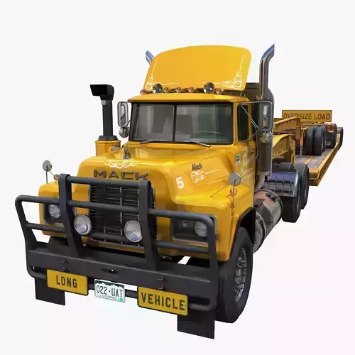 Lowboy semitruck Low-poly 3D model