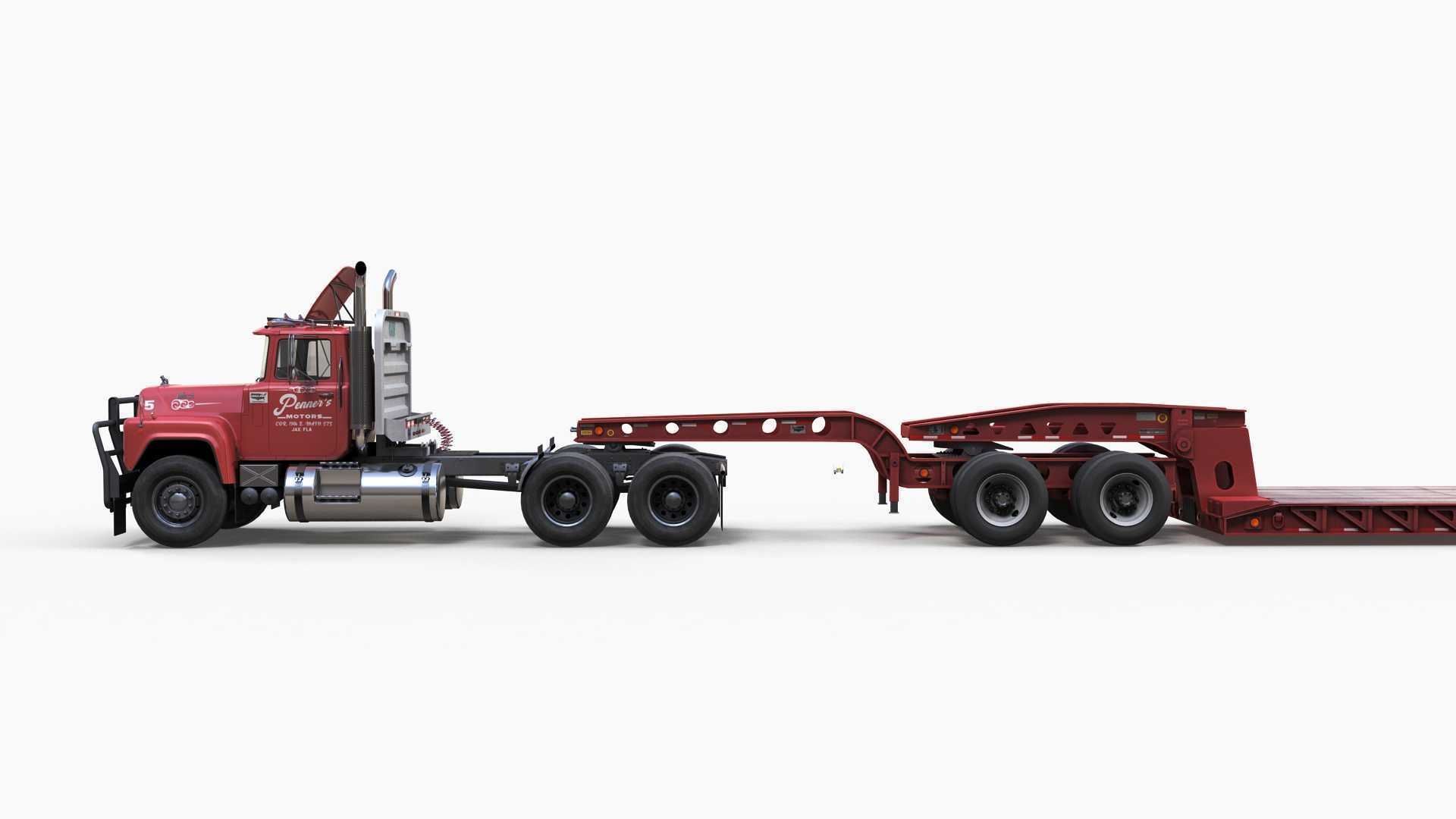 3D Model Lowboy Semitruck VR AR Low poly CGTrader 3d model lowboy semitruck vr ar low poly cgtrader