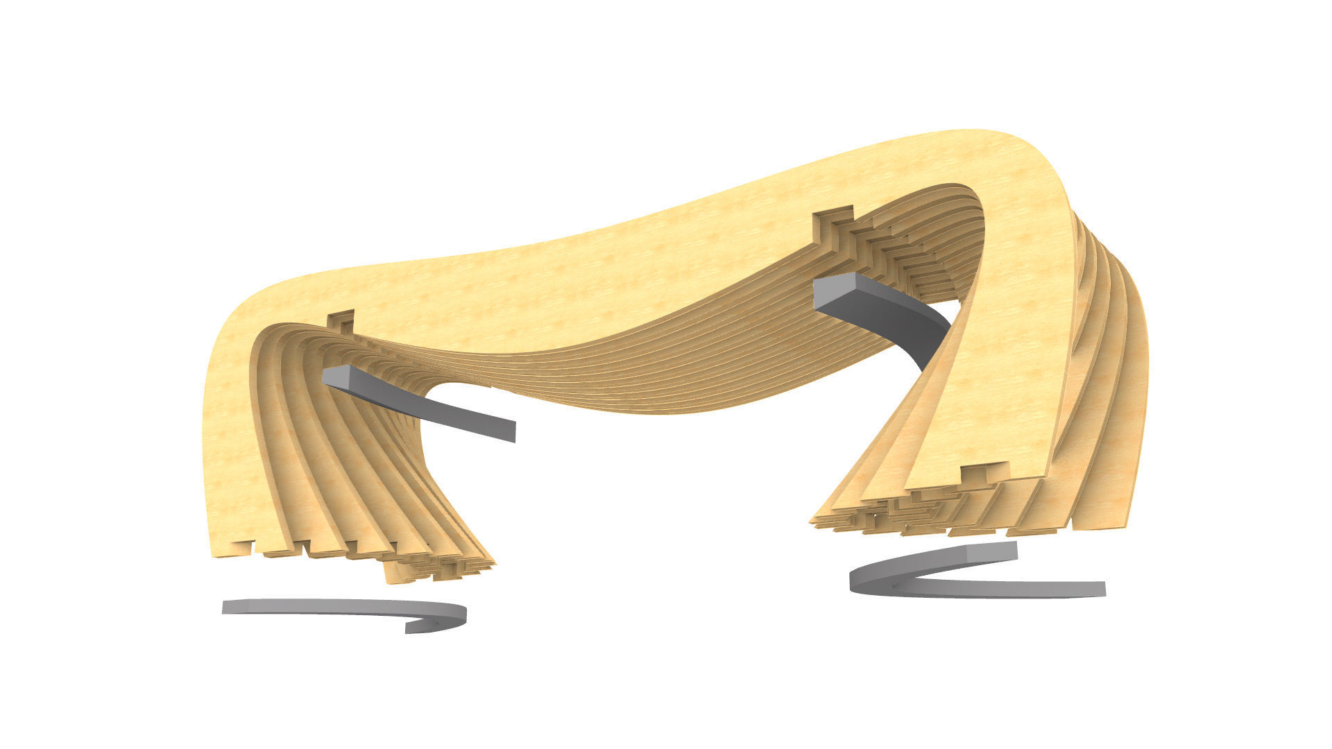 Brackets Outdoor Landscape Bench 3D model_23