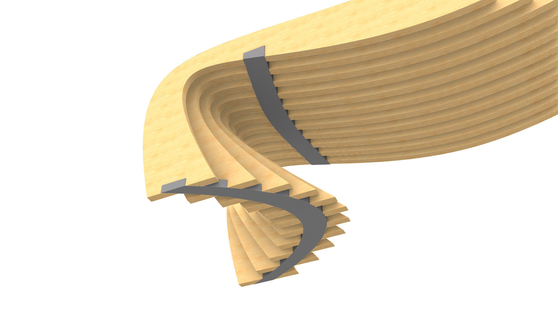 Brackets Outdoor Landscape Bench 3D model_16