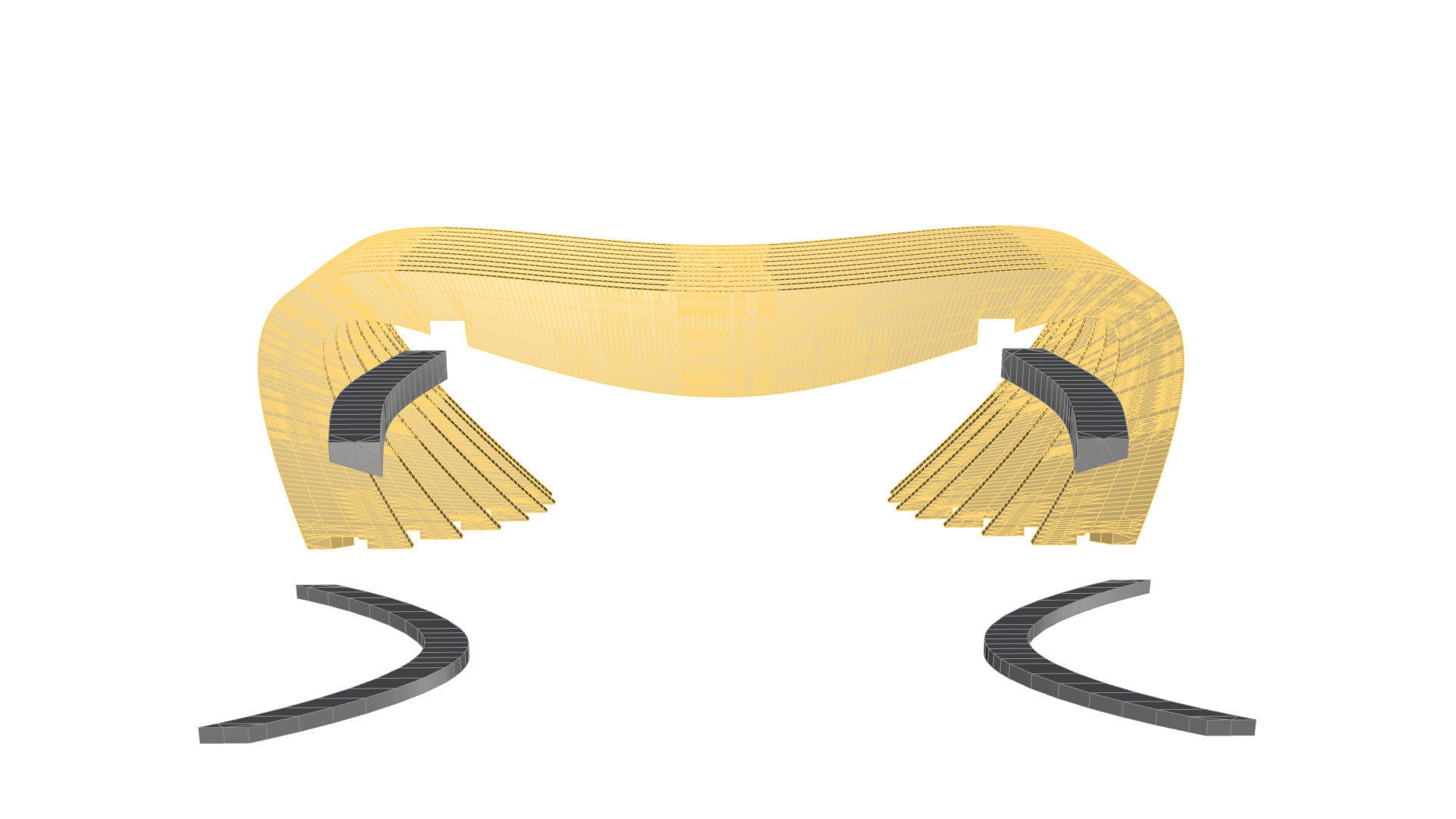 Brackets Outdoor Landscape Bench 3D model_35