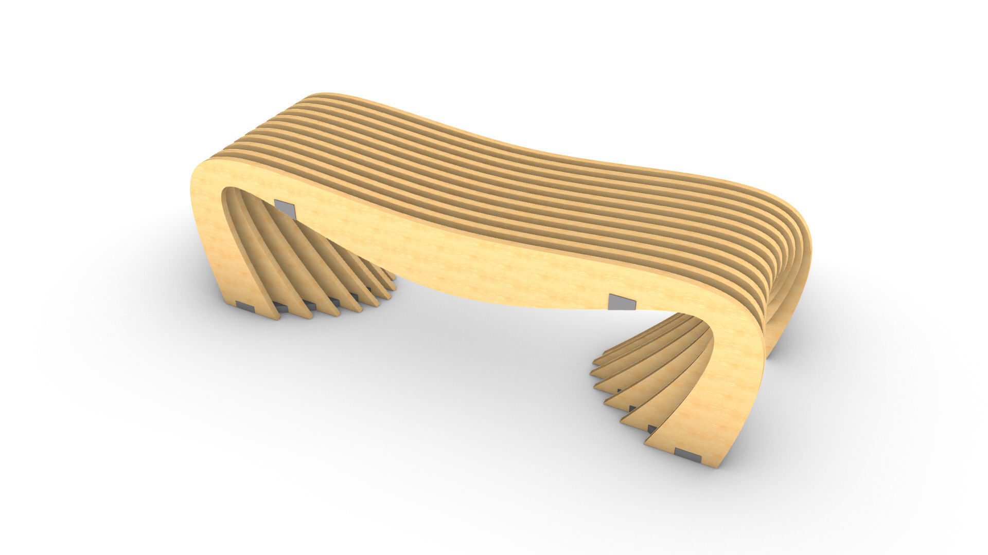 Brackets Outdoor Landscape Bench 3D model_8