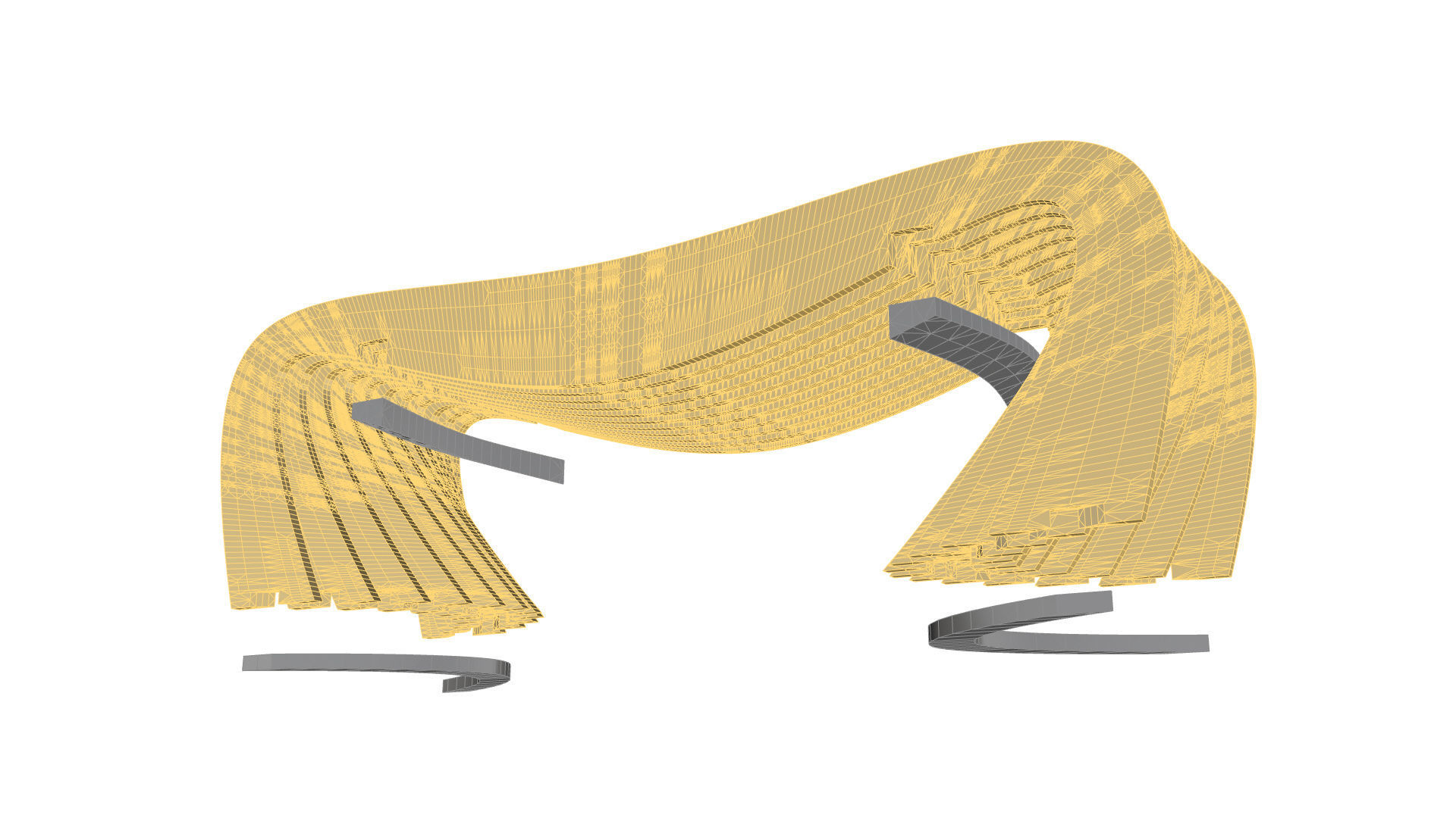 Brackets Outdoor Landscape Bench 3D model_43