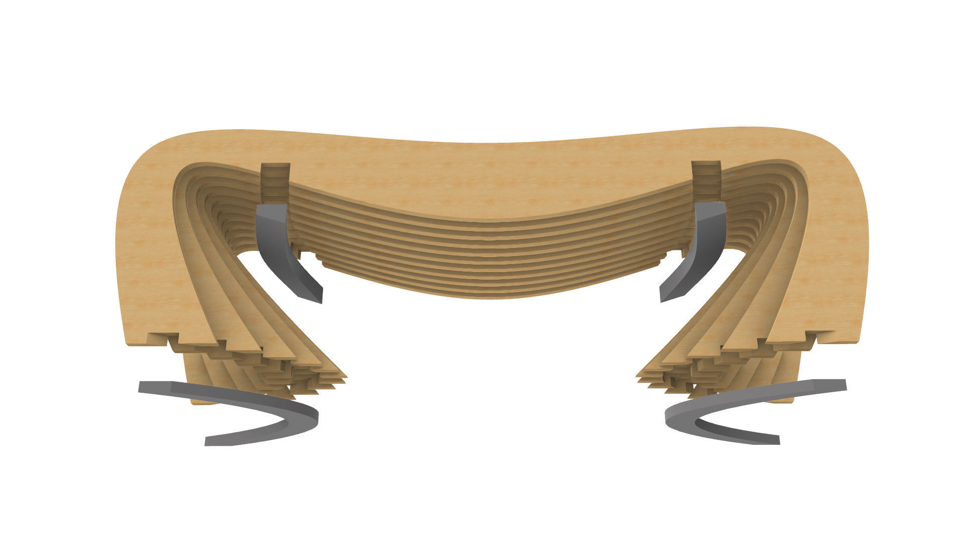 Brackets Outdoor Landscape Bench 3D model_21