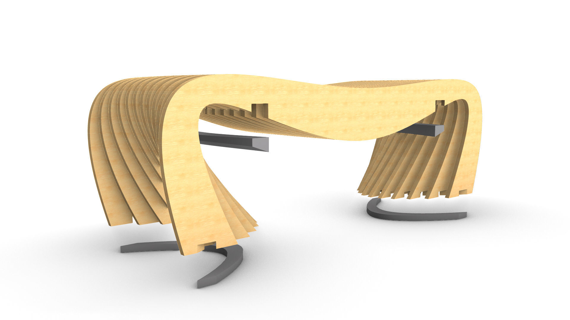 Brackets Outdoor Landscape Bench 3D model_22