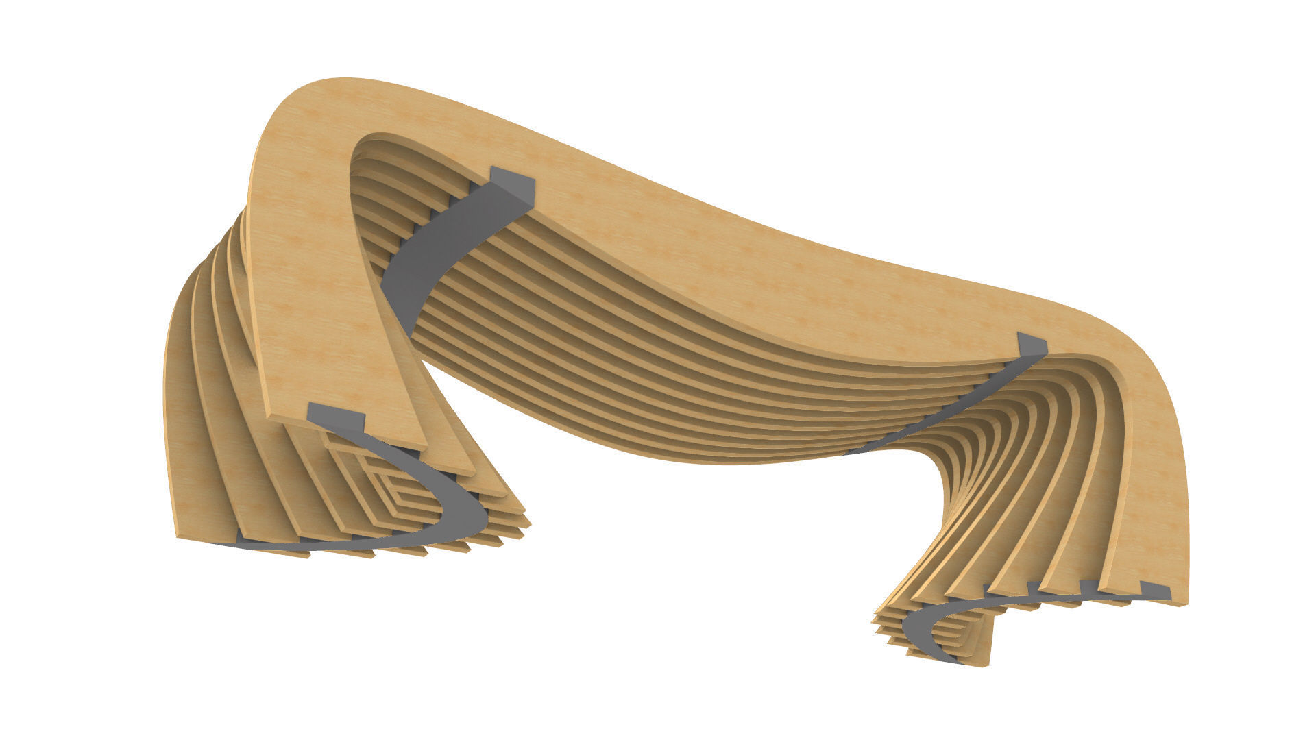 Brackets Outdoor Landscape Bench 3D model_12