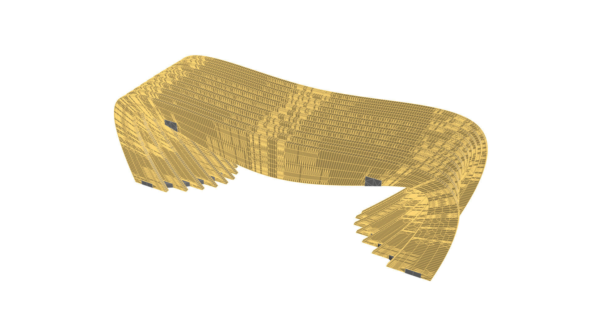 Brackets Outdoor Landscape Bench 3D model_28