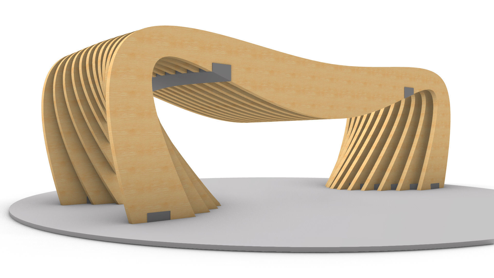 Brackets Outdoor Landscape Bench 3D model_9