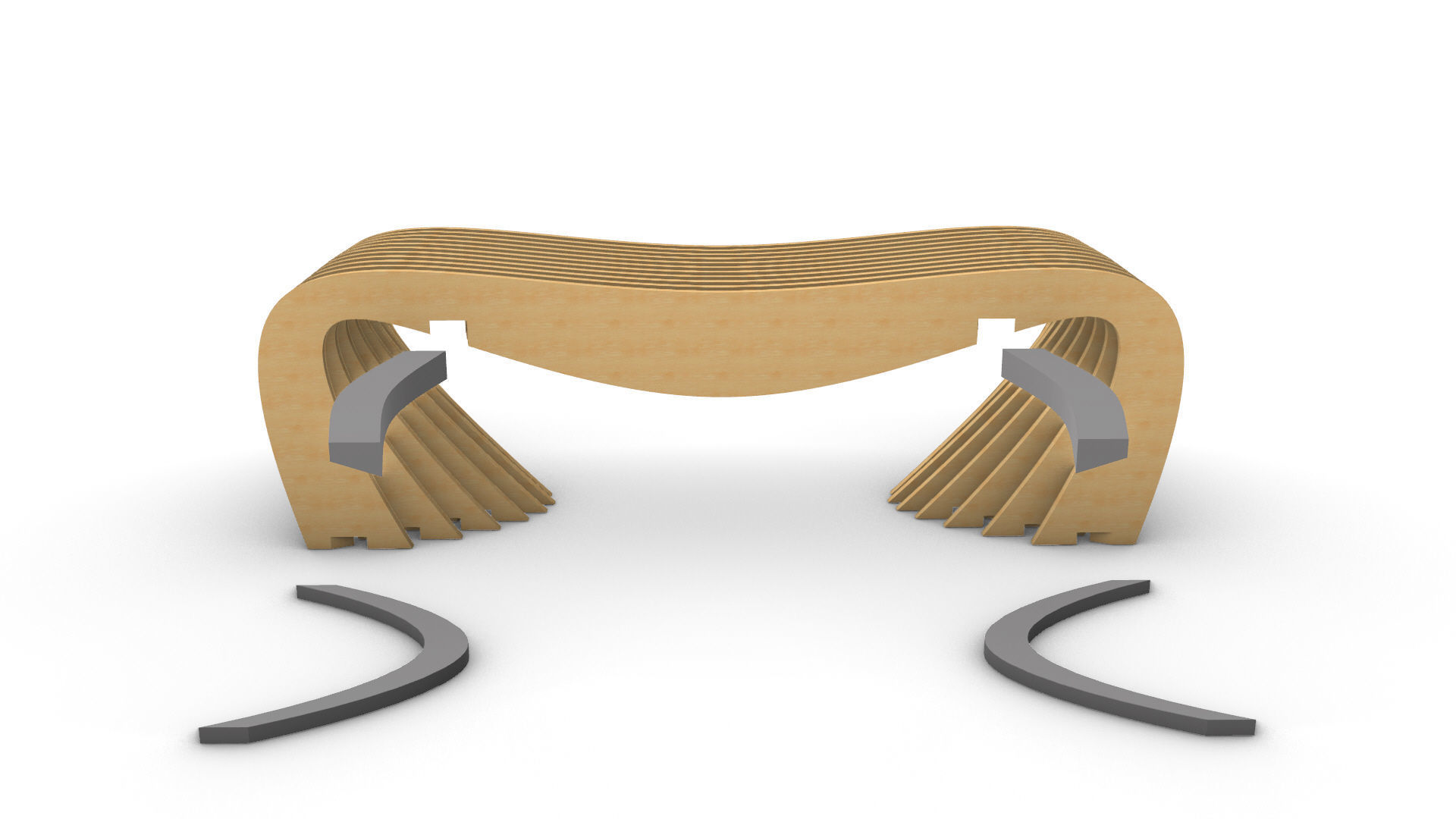 Brackets Outdoor Landscape Bench 3D model_15