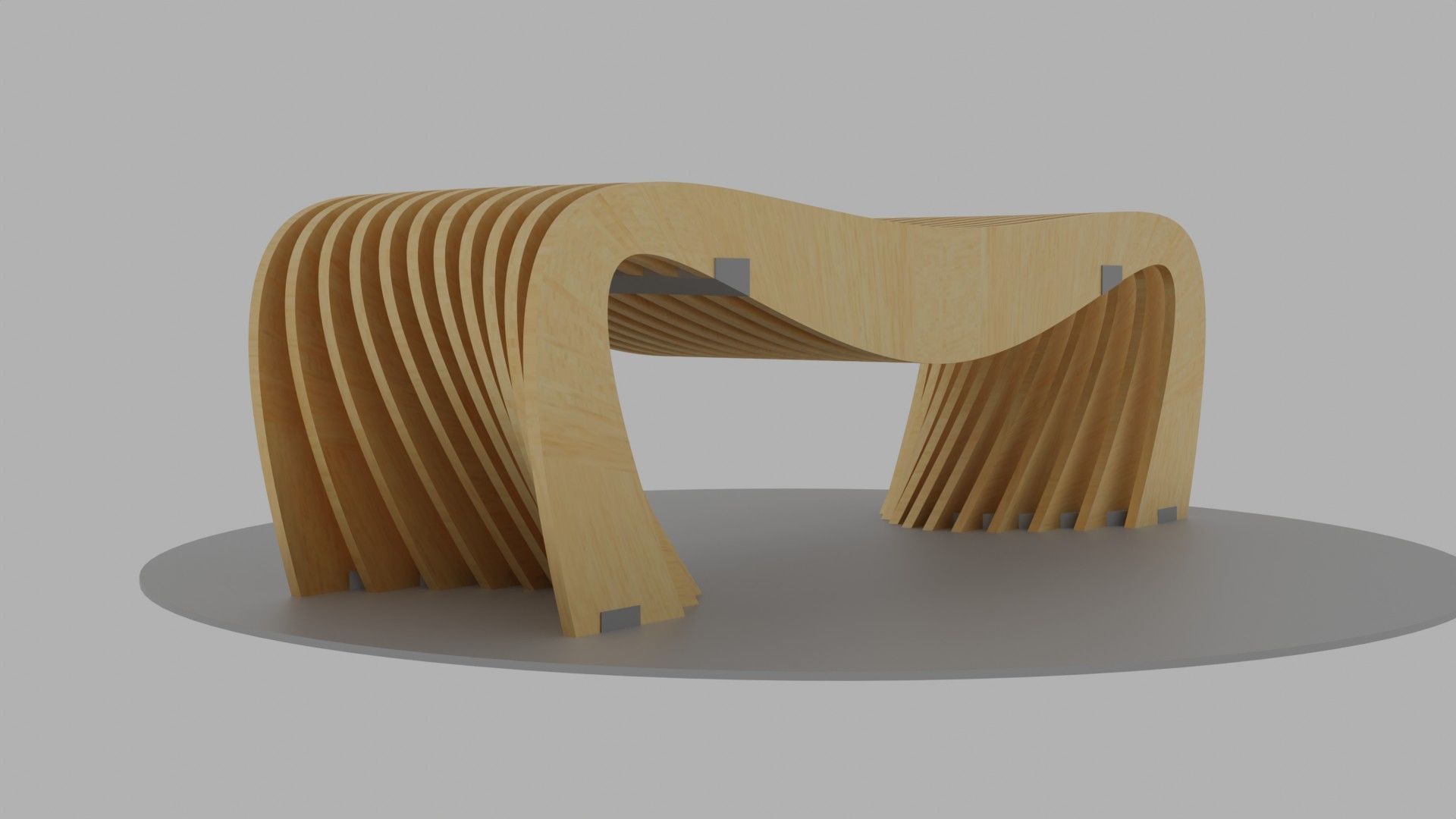 Brackets Outdoor Landscape Bench 3D model_4