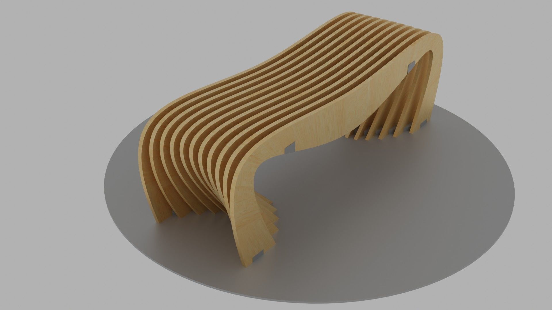 Brackets Outdoor Landscape Bench 3D model_3