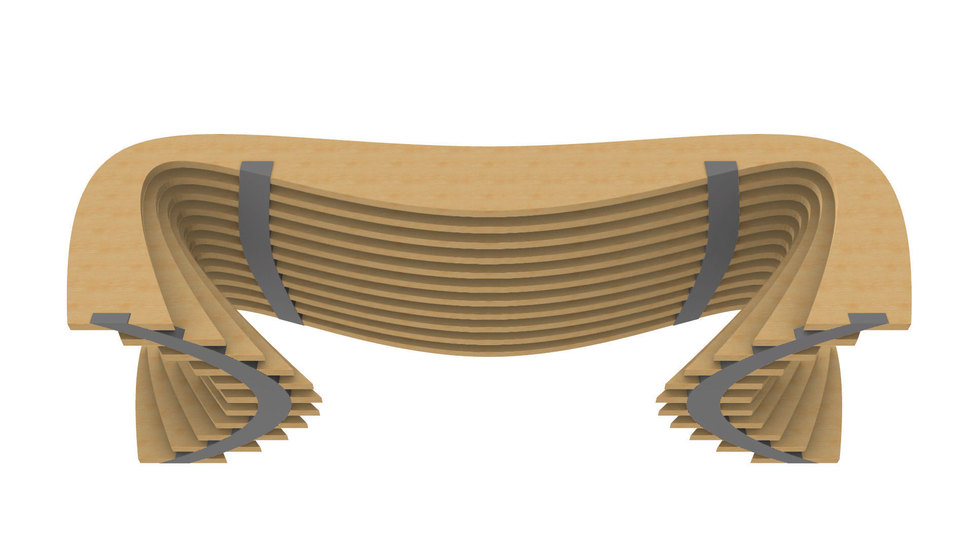Brackets Outdoor Landscape Bench 3D model_11