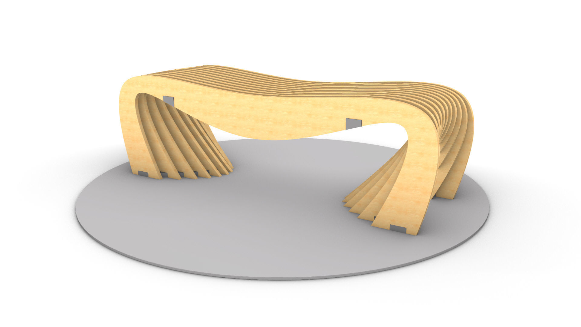 Brackets Outdoor Landscape Bench 3D model_6