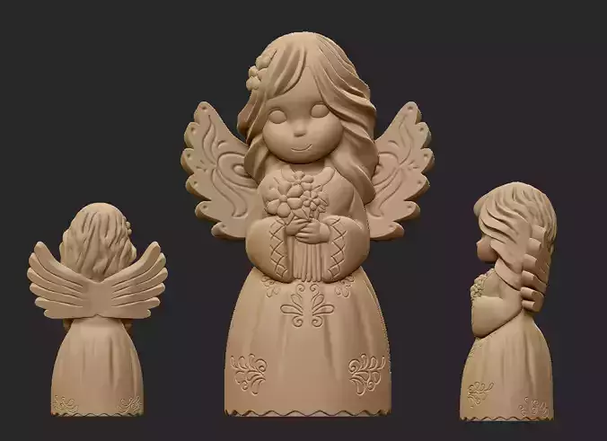 Cute Angel with flowers  3D print model