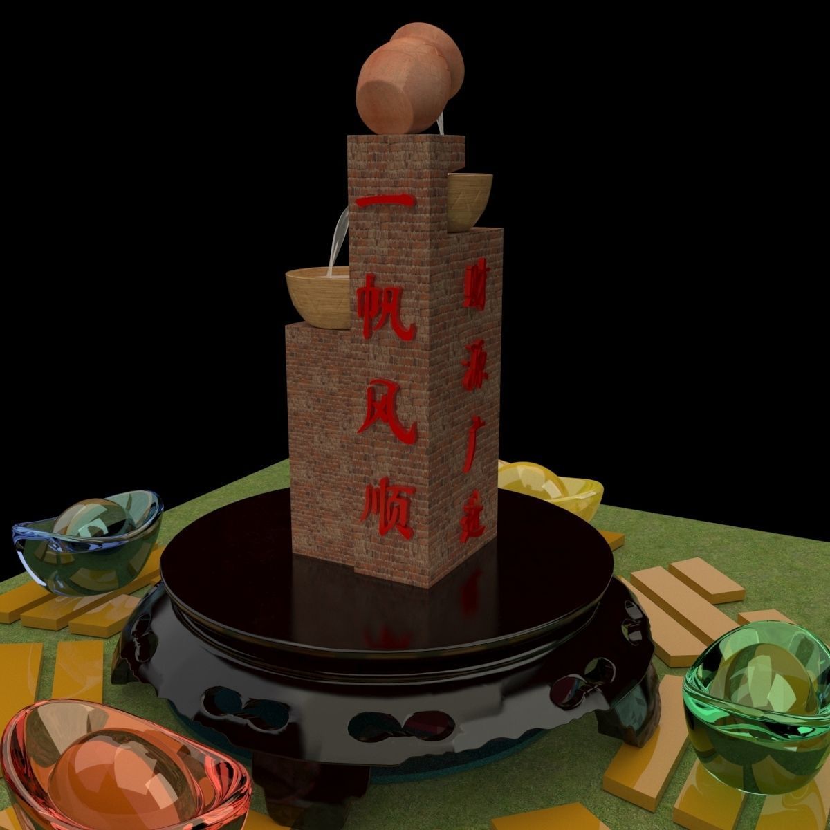 Chinese water fountain 3D model_5