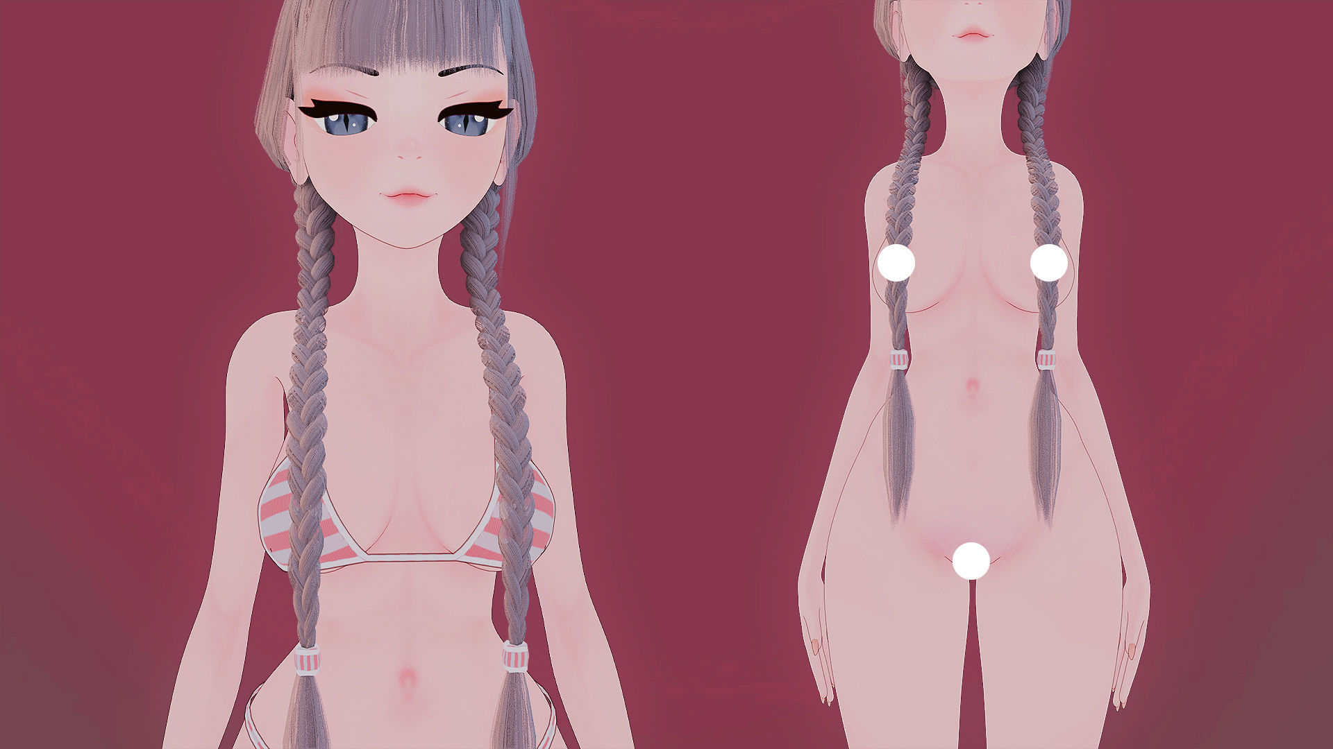 Anime Girl Beach Days Low-poly 3D model_1