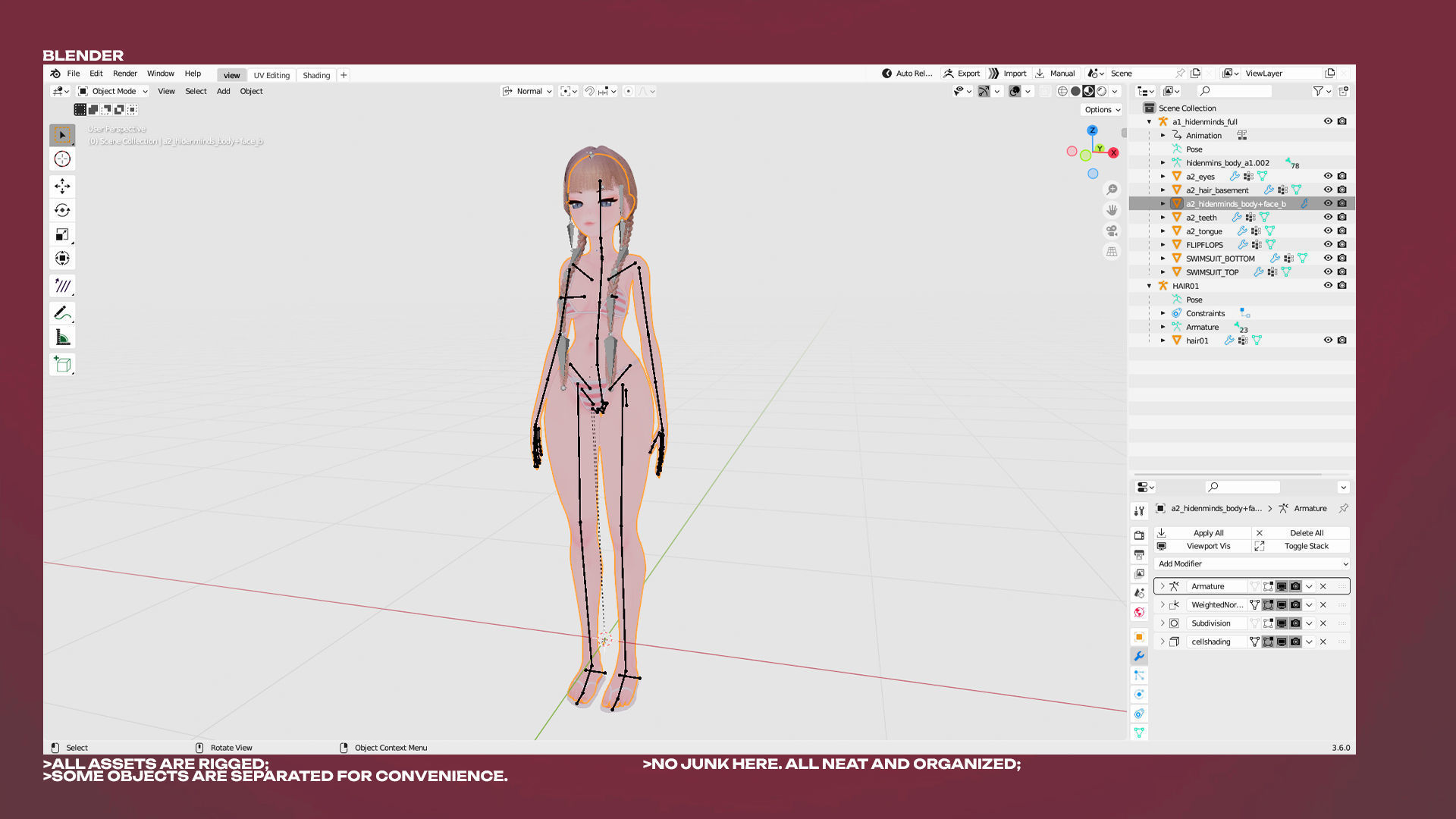 Anime Girl Beach Days Low-poly 3D model_6
