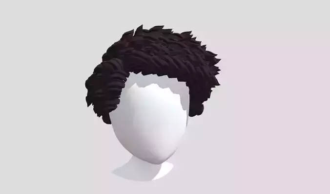 Anime Curly Hair Low-poly 3D model