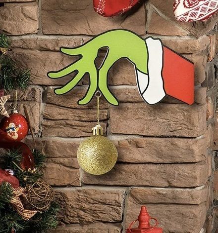 grinch hand ornament holder  and hanging decoration 3D print model_1
