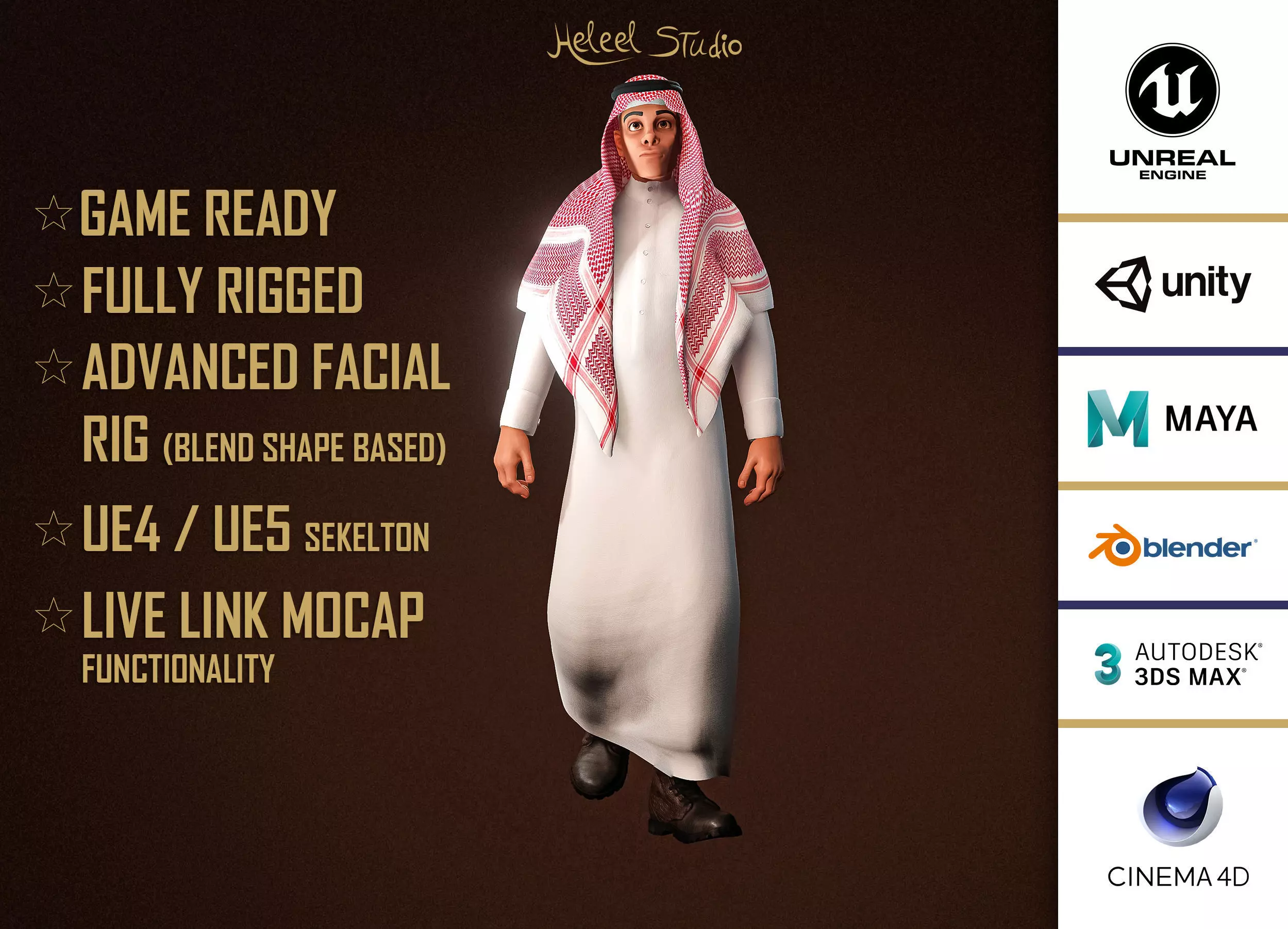 High Quality Arab Male Stylized Low-poly 3D model_0