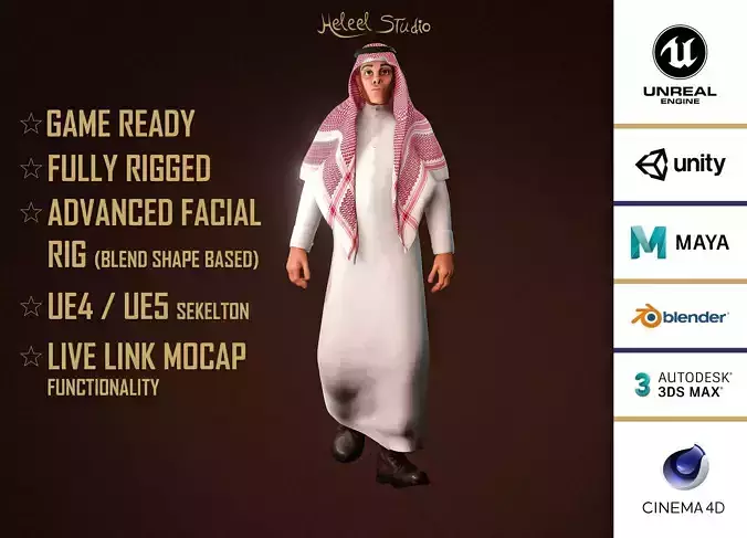 High Quality Arab Male Stylized Low-poly 3D model