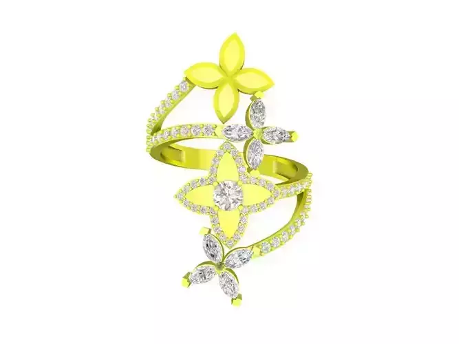 7037 luxury fashion flower diamond women ring