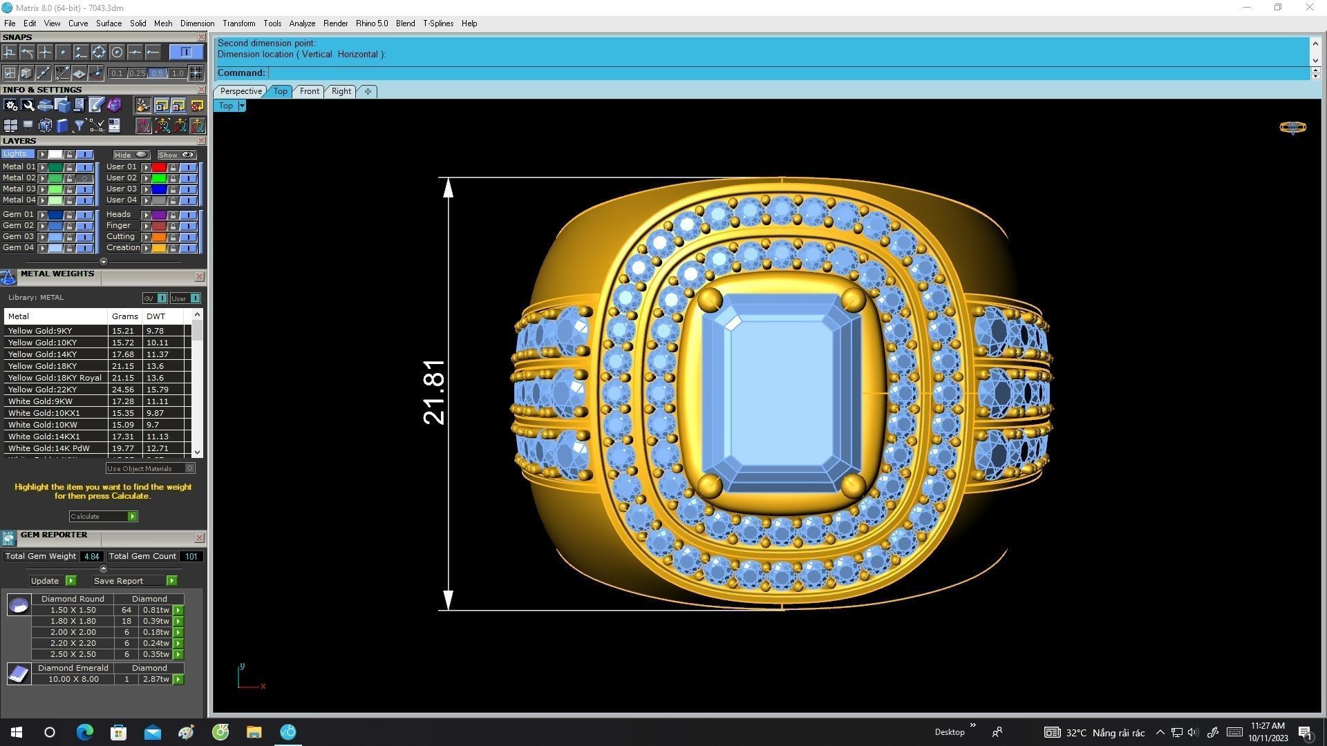 7043 Luxury Korean  Diamond Bussiness Men Ring 3D print model_5