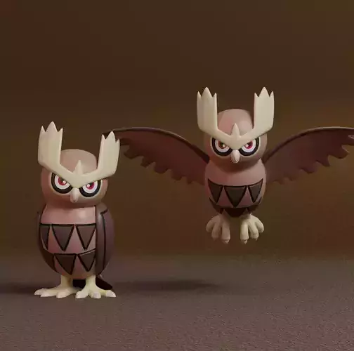 Pokemon - Noctowl with 2 poses 3D print model