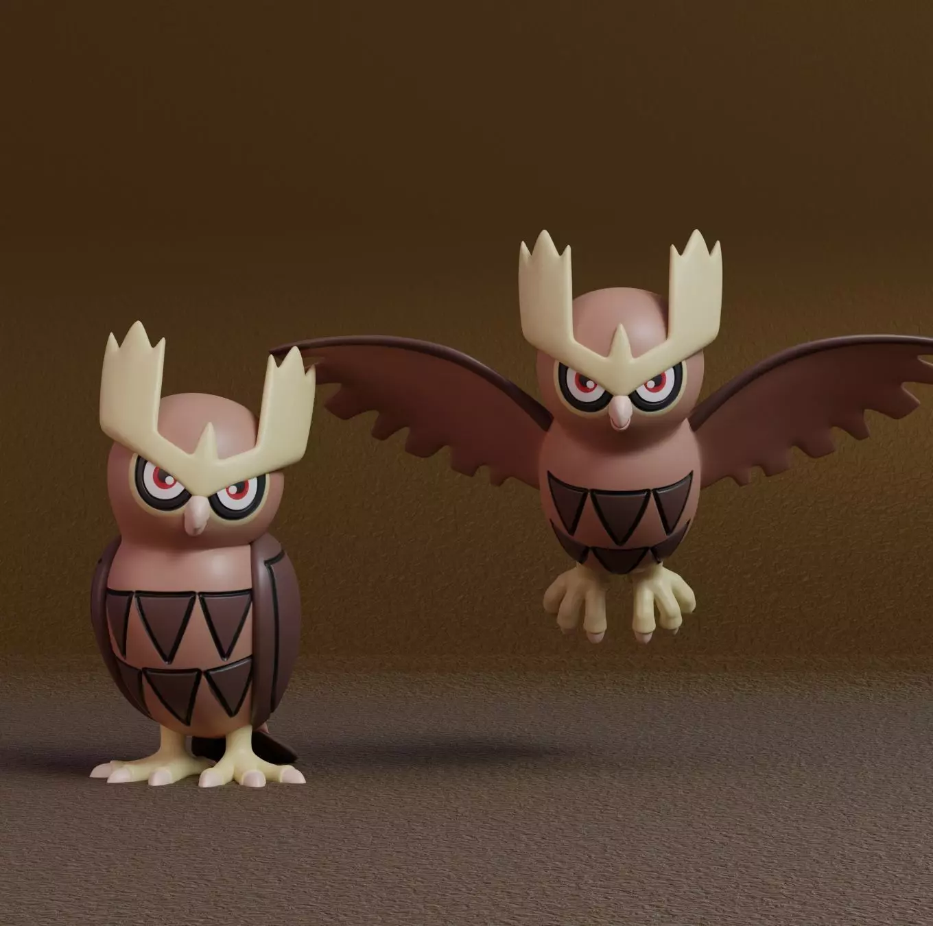Pokemon - Noctowl with 2 poses 3D print model_0