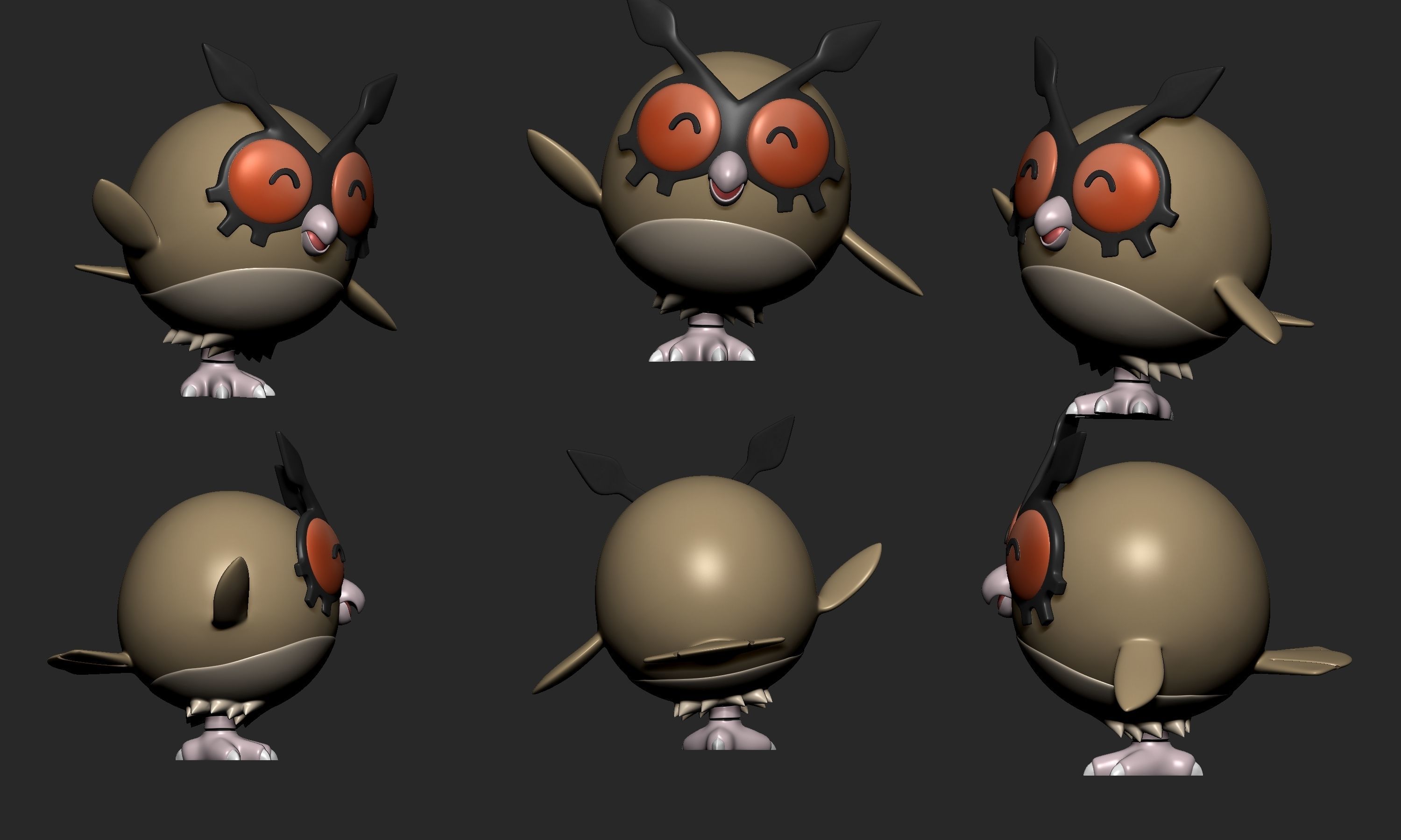 Pokemon - Hoothoot and Noctowl with 2 poses 3D print model_2