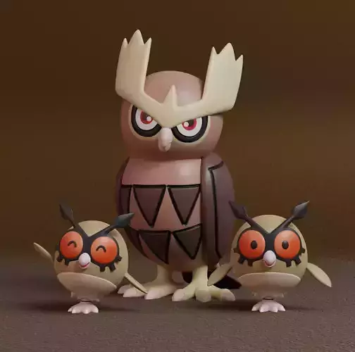 Pokemon - Hoothoot and Noctowl with 2 poses